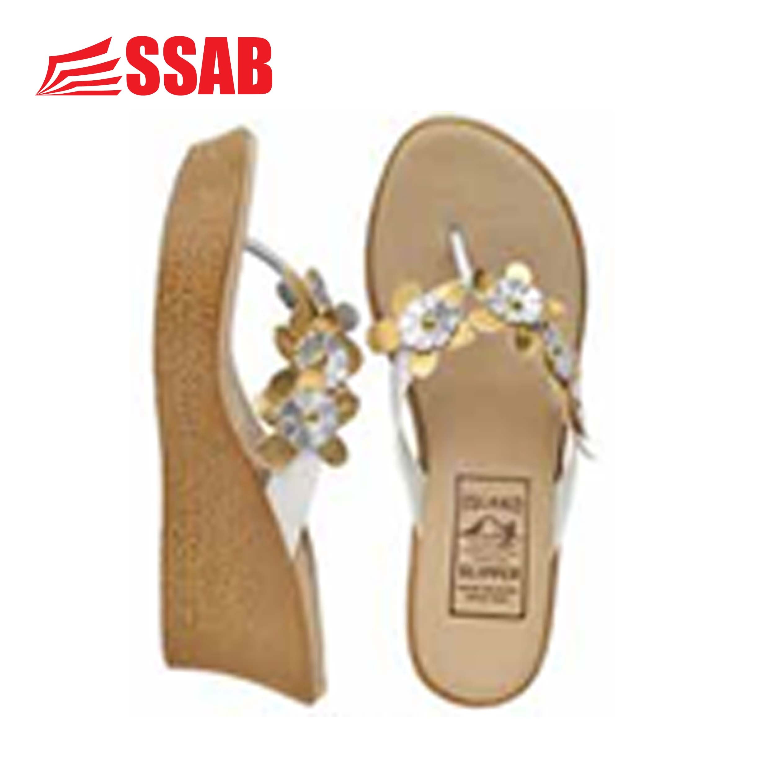 Island Slippers GOLD Flower Thong WOMEN