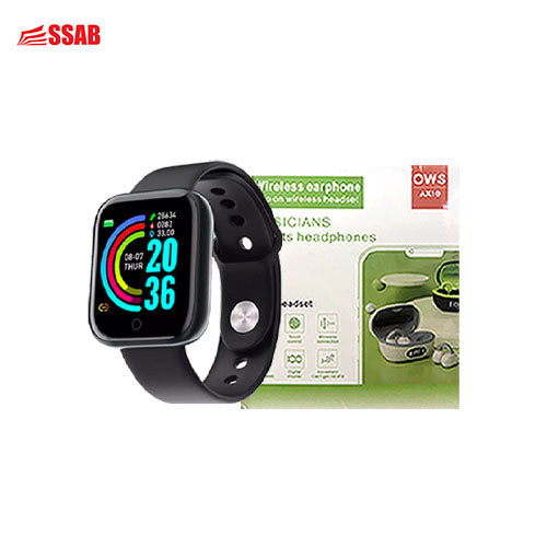 OWS AX10 WIRELESS EARBUDS + HERO BAND SMART WATCH