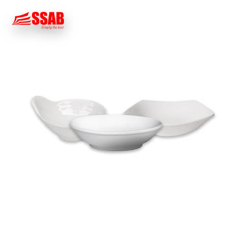 1X CERAMIC BOWL WEAR PLATE/1X WHITE CERAMIC SQUARE SAUCER/1X CERAMIC SAUCE PLATE 4.5