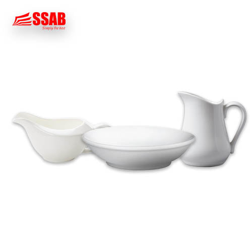 1X WHITE CERAMIC GRAVY BOAT/1X CERAMIC MILK JUG/1X FINE CHINA SAUCE DISH