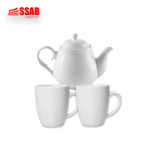 2X CERAMIC TEA CUP/1X CERAMIC TEAPOT