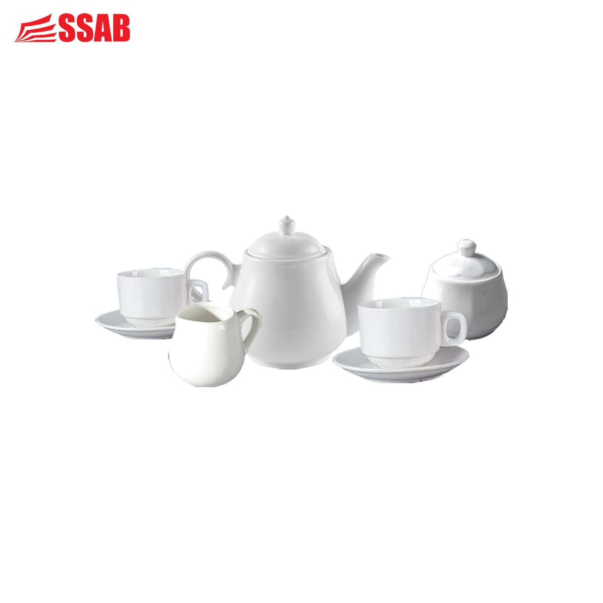 1 X WHITE CERAMIC TEAPOT/1 X CERAMIC COFFEE CUP + SAUCER/1 X CERAMIC COFFEE CUP + SAUCER/1 X CERAMIC MILK JAS SMALL/1 X CERAMIC SUGAR POT -WHITE