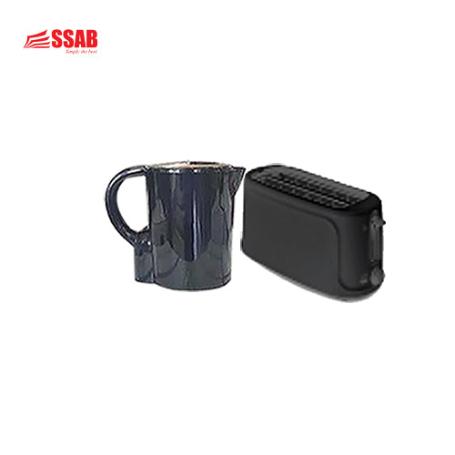 GEVI PLASTIC BLACK KETTLE 1.7L/GEVI 4 SLICE TOASTER
