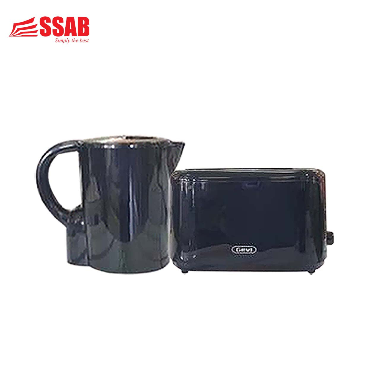 GEVI PLASTIC BLACK KETTLE 1.7L/GEVI 2 SLICE BLACK TOASTER COOL-TOUCH