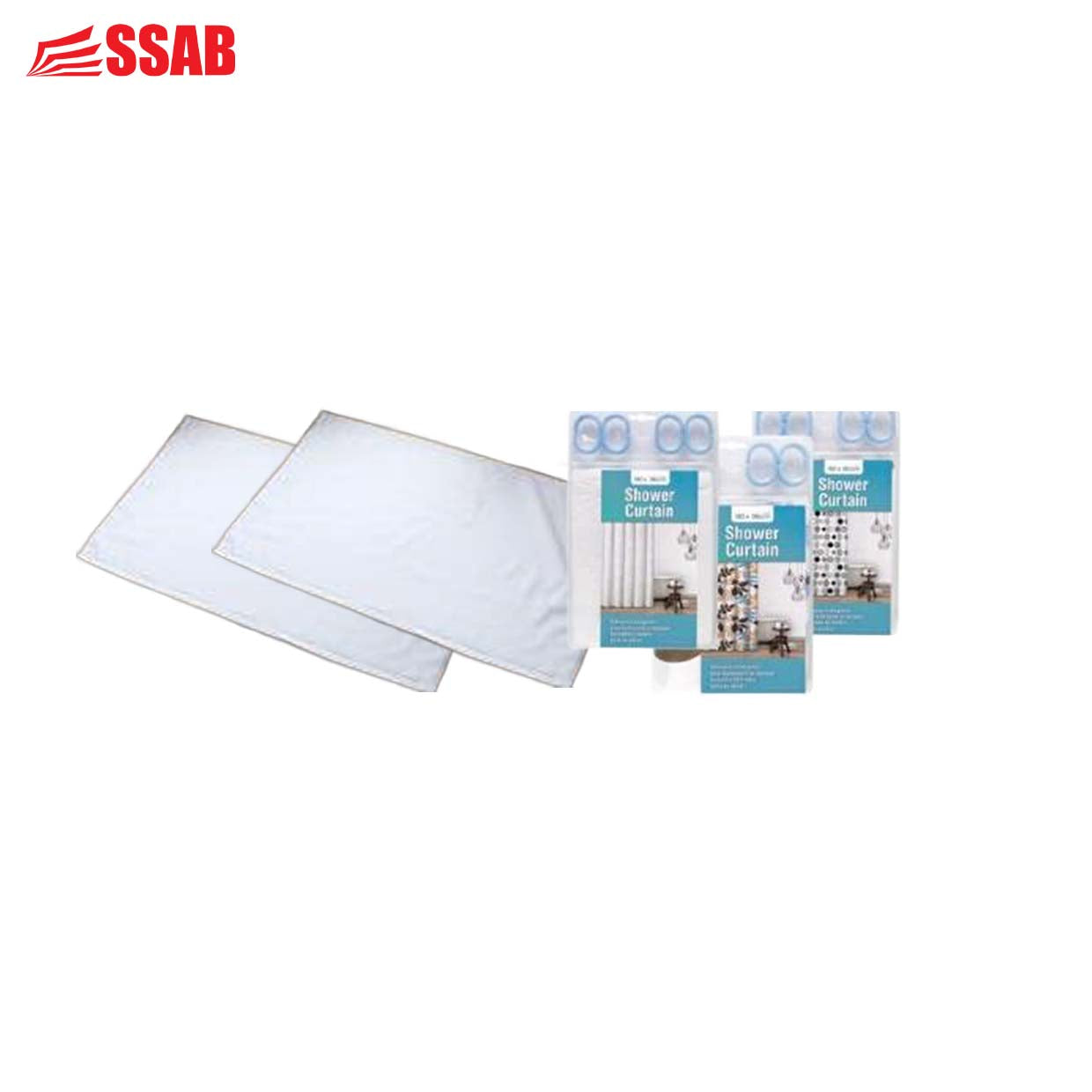 BATH MAT 2X - 80*50CMCOTTON/SHOWER CURTAIN PRINTED 3ASST