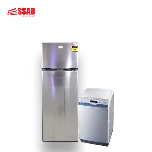 COOLEX FRIDGE 202L STAINLESS STEEL+CLEANEX WASHING MACHINE 12KG