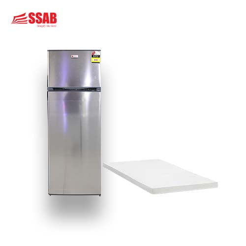 3INCH FOAM DOUBLE MATTRESS COVERED/COOLEX FRIDGE 202L STAINLESS STEEL