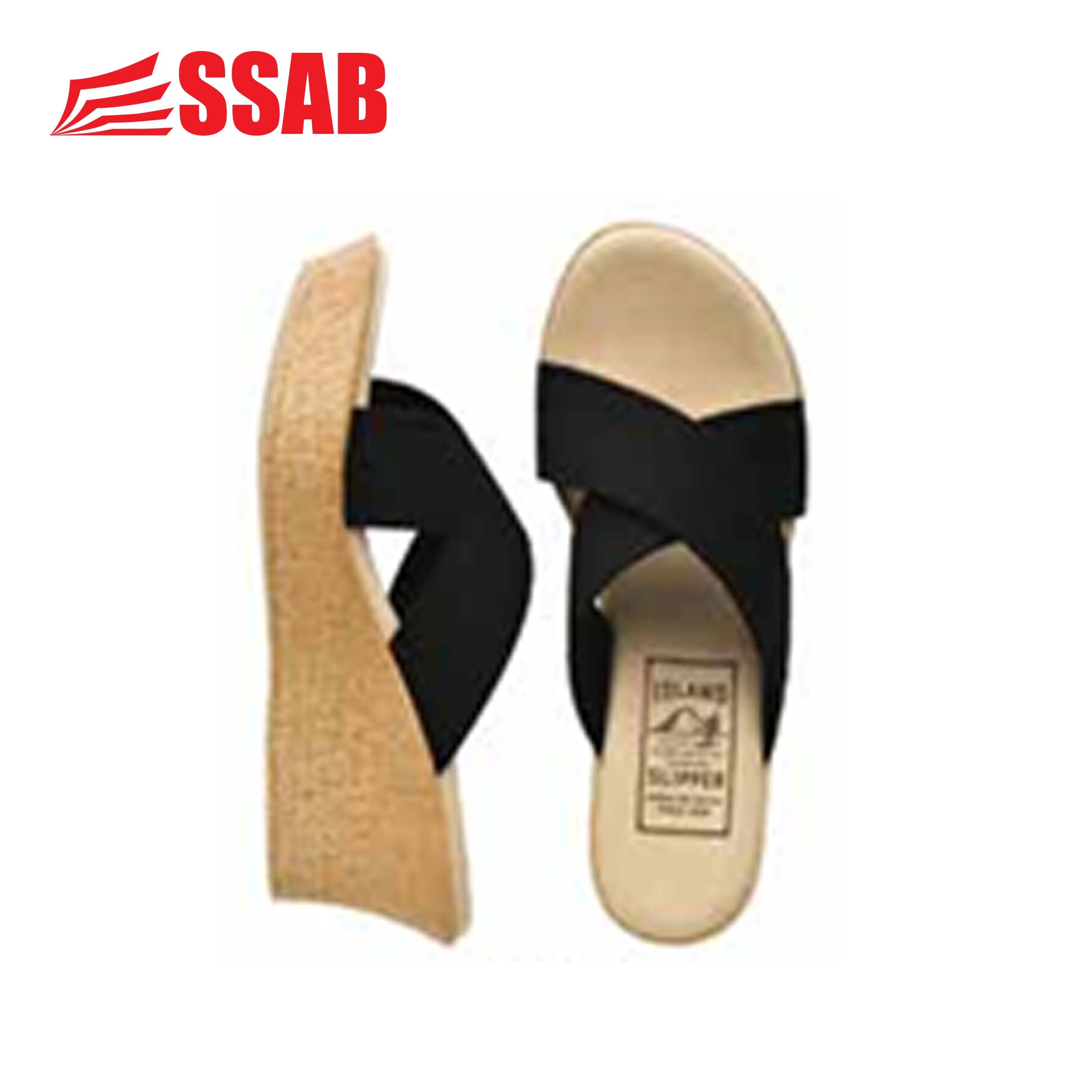 Island Slippers BLACK BEACH TOWN PLATFORM WOMEN