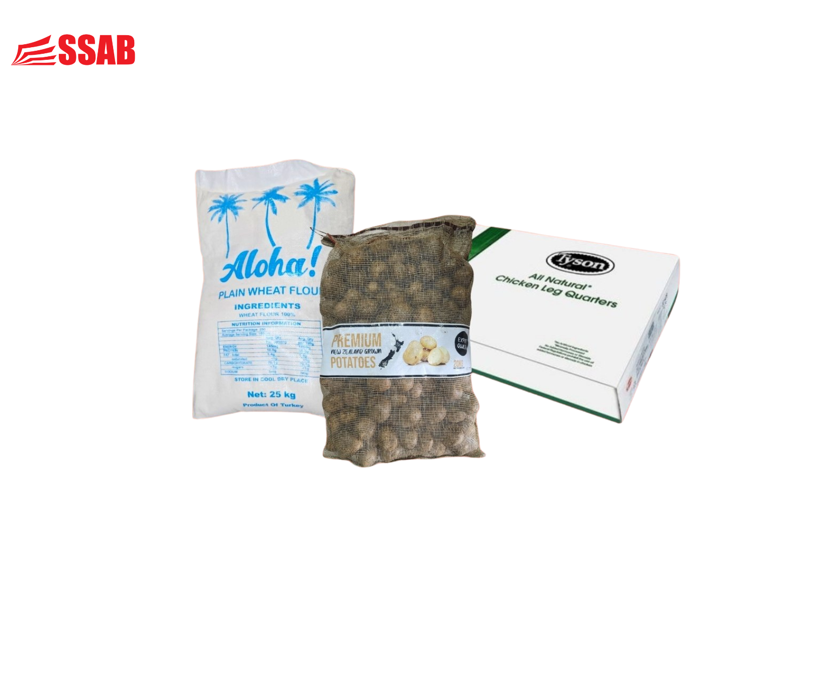 CHICKEN LEG QUARTER 15KG / POTATO CRUSHED 20KG BAG / ALOHA PLAIN FLOUR 25KG