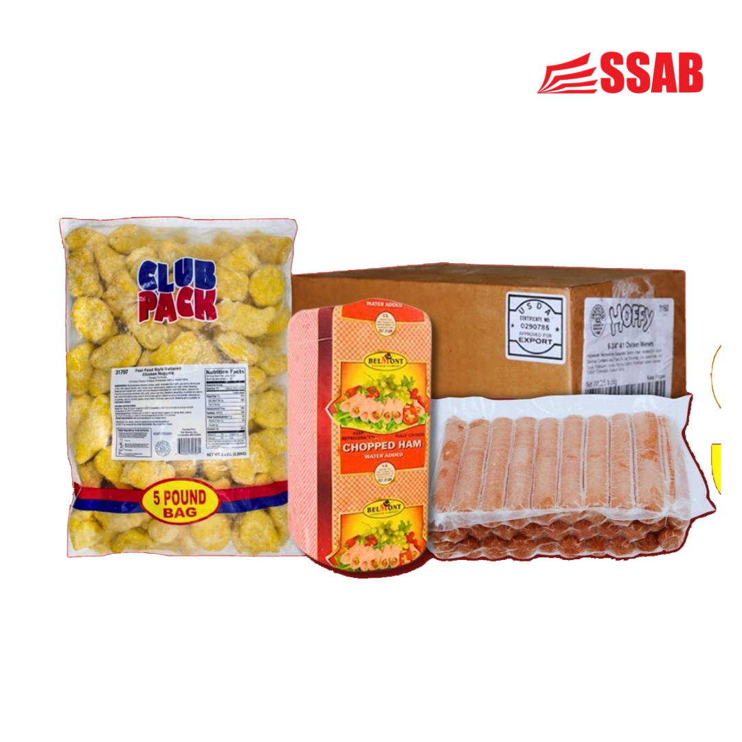 Chicken Nuggets 2.7KG + Belmont Chopped Ham 2.27KG + Hoffy Chicken Franks 4.54KG