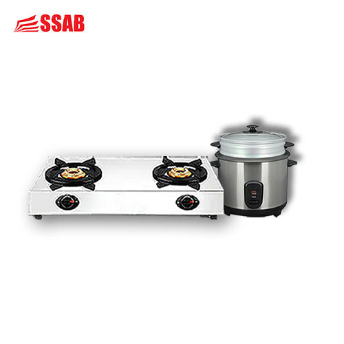 COOLEX ALUNIUM GAS STOVE 2-BURNER/GEVI RICE COOKER 2.2L/900W 12 CUP