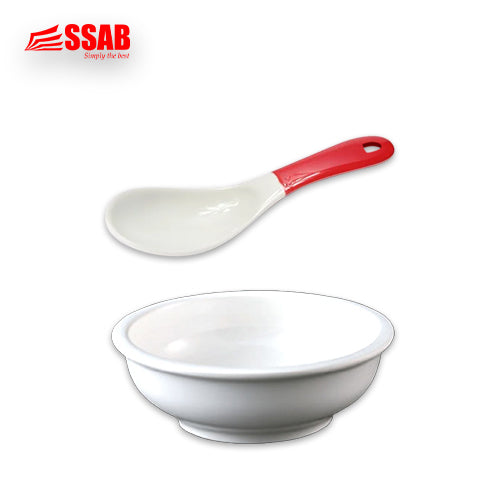 2x MELAMINE RICE SPROON 20CM/1X CERAMIC BOWL 400ML