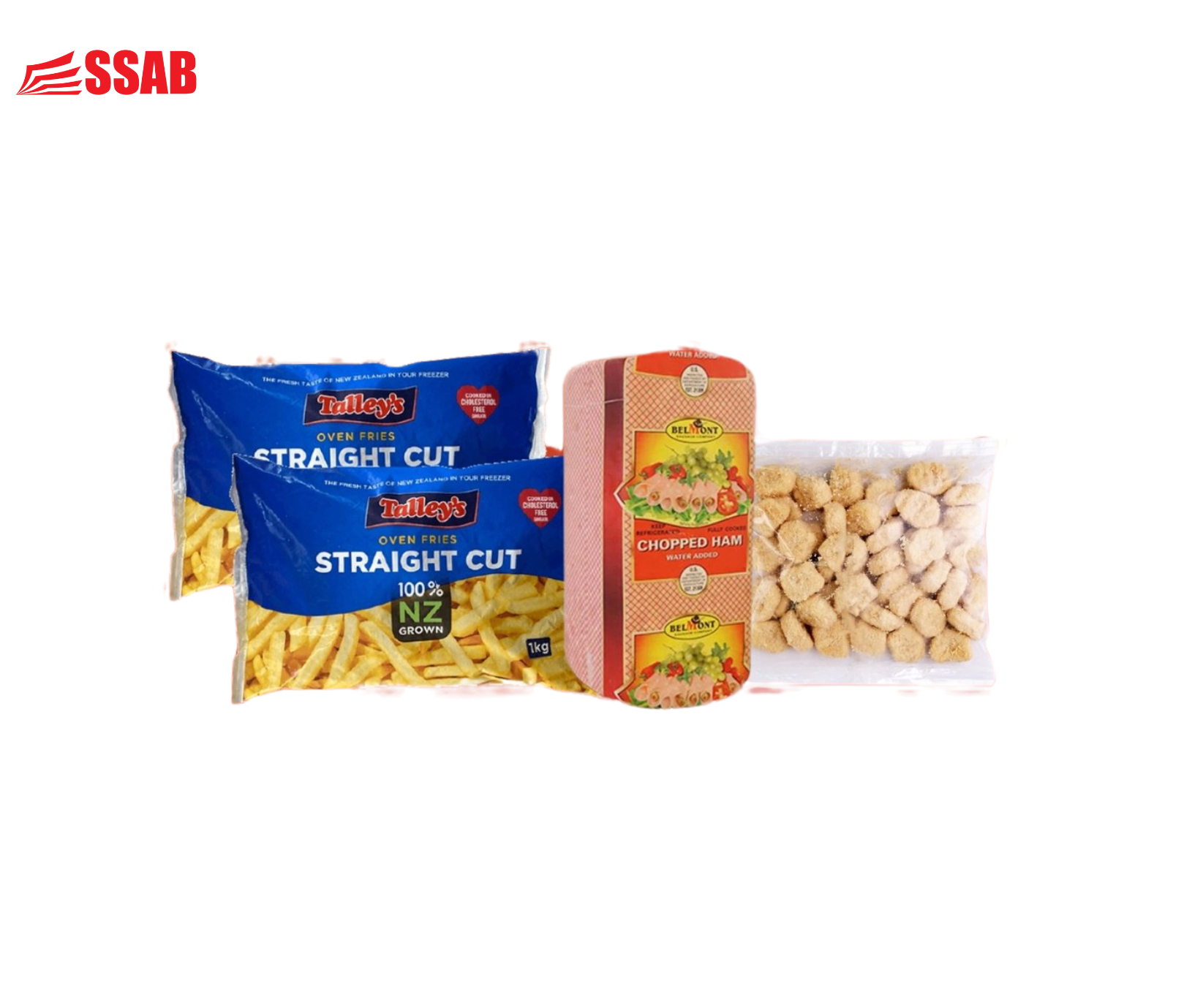 2X FRY STRAIGHT 13MM 1KG/FAIRMARKET CHICKEN NUGGETS 1KG / BELMONT CHOPPED HAM