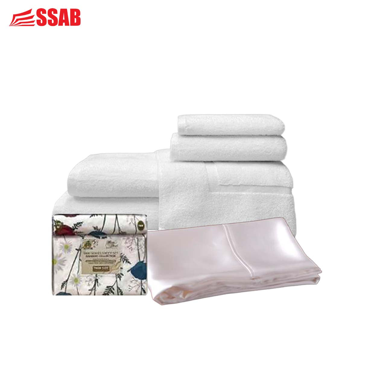 2PC PILLOWCASE/MARLBOROUL COMMERCIAL BATH TOWEL/SINGLE FLAT SHEET