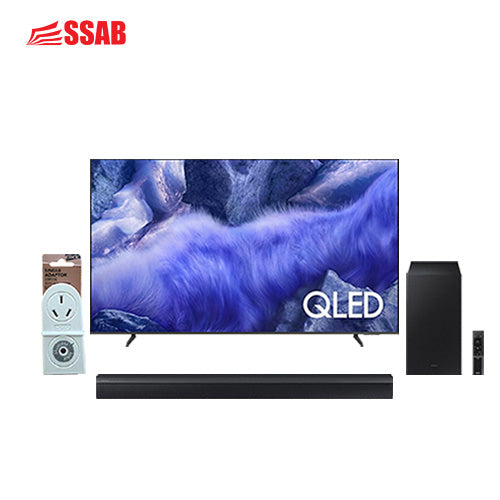 SAMSUNG 75" CRYSTAL TV/SURGE PROTECTOR SAMSUNG SOUNDBAR