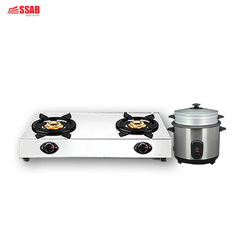 GEVI RICE COOKER 2.2L/900W 12 CUP/COOLEX ALUNIUM GAS STOVE 2-BURNER