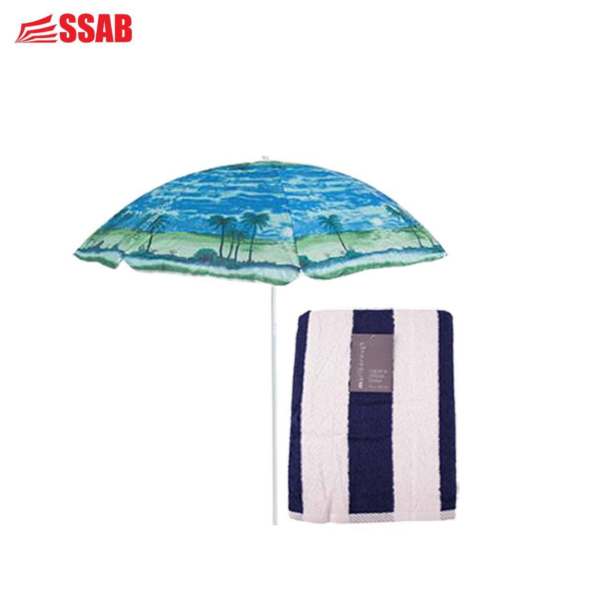 "CABANA POOL TOWEL BLU/WHT STD/ BEACH UMBRELLA 70"" - 4 ASSORTED DESIGNS"