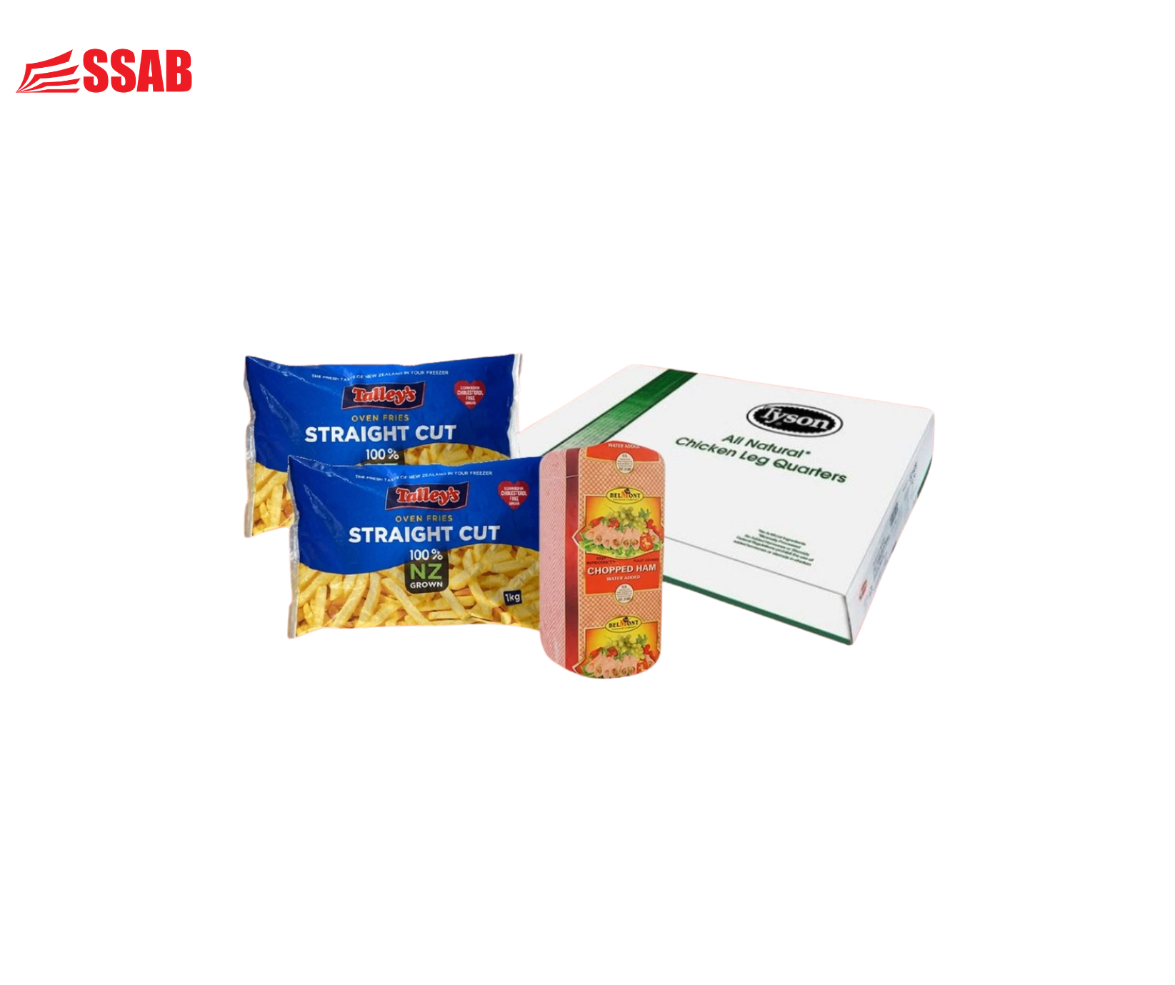 CHICKEN LEG QUARTER LEG 15KG / 2X FRY STRAIGHT 13MM 1KG / BELMONT CHOPPED HAM