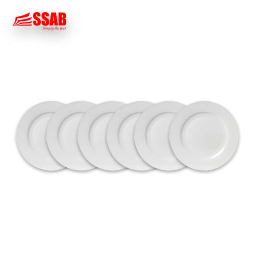 6X WHITE CERAMIC DINNER PLATE 12"